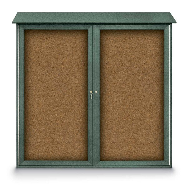 Indoor Enclosed Combo Board, 48"x36", Satin Frame/Burgundy & Buff